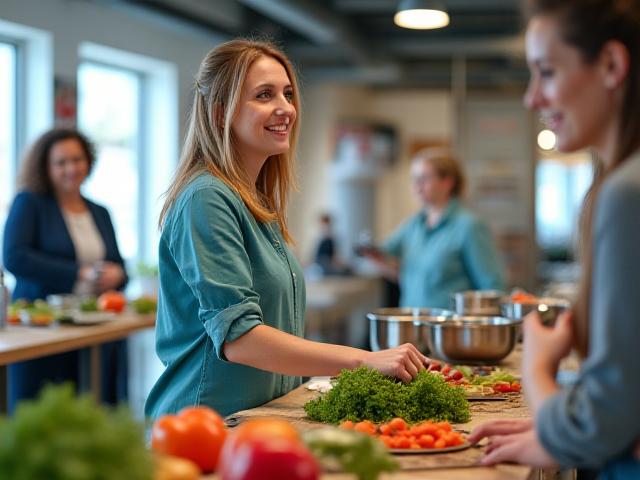 Healthy cooking workshop in a modern office