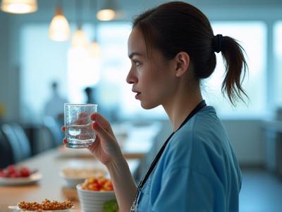 Nurse preparing a healthy snack during break