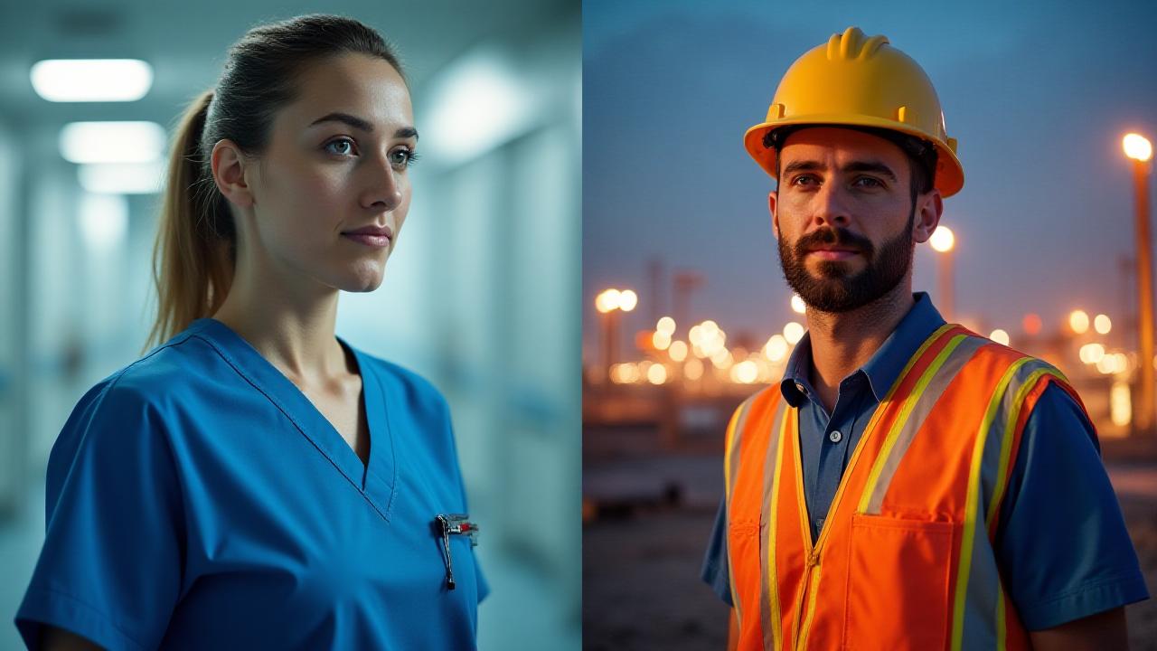 Healthcare professionals and industrial workers in high-pressure environments